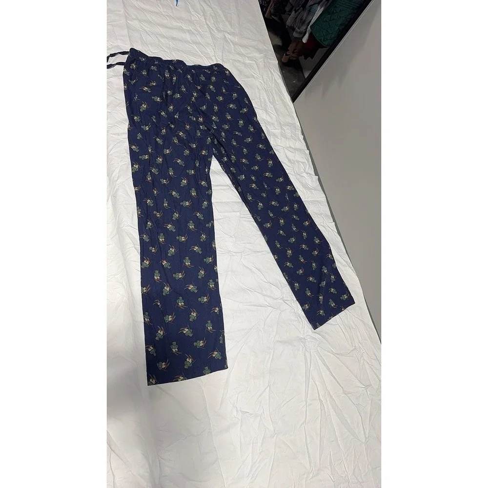 Ralph Lauren Polo Bear Pajama Pants Mens Medium Navy Blue Skiing Bear Cotton